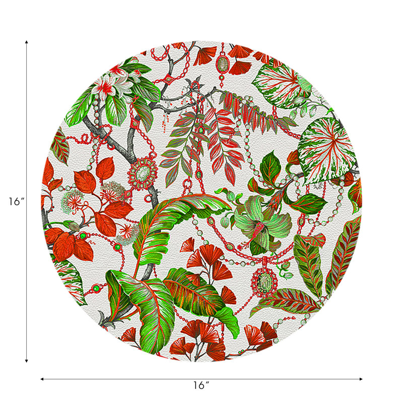 Plumeria Natural Pebble 16" Vinyl Placemat, Red