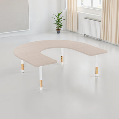 Table d'activité thermofusionnée 60 "x 66" avec pieds réglables en bois épais - sable asiatique / blanc / naturel