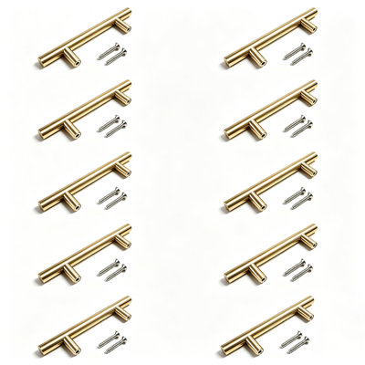 5 Pack Gold Modern Stainless Steel Cabinet Pulls, Bar Pulls, Drawer Pulls and Handle Pulls Model CPMBXMO0004 Hole Distance 5 1/16''