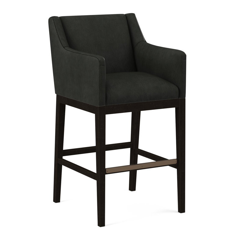 Upholstered Stool, Salvador Asphalt, Weathered Gray