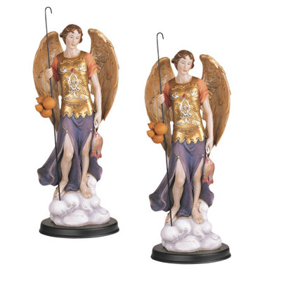 "2-PC Set" ICE ARMOR 12"H Archangel Raphael Statue Angel of Healing Holy Figurine  Figurine Statue Ornament Home/Room Decor and Perfect Gift Ideas for House Warming, Holidays and Birthdays Great Collectible Addition