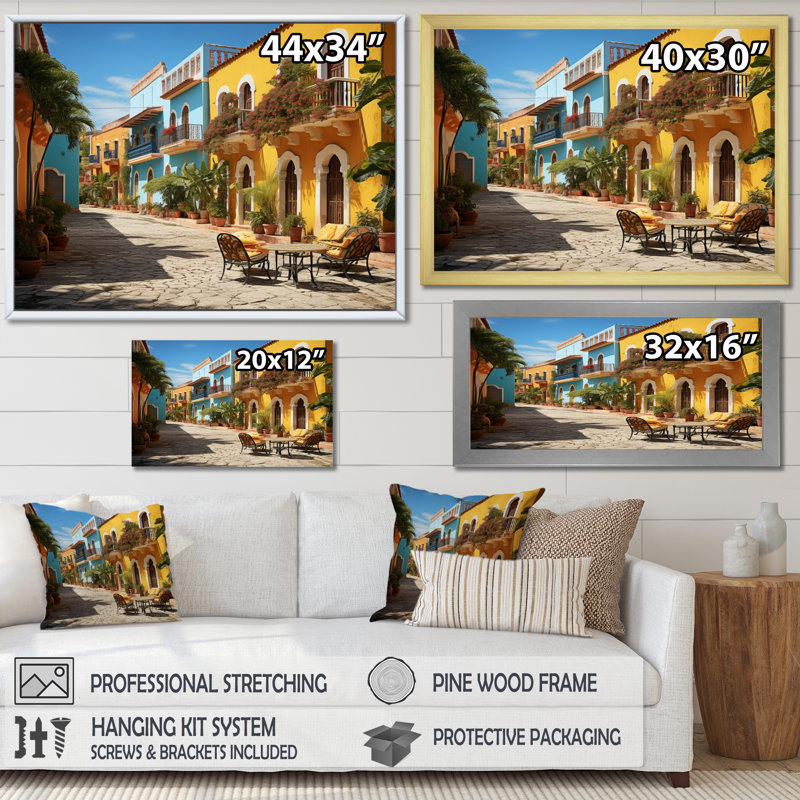 Caraibe City Charm Photo - reproduction sur toile, H 16 po x l 32 po x P 1 po, Toile tendue