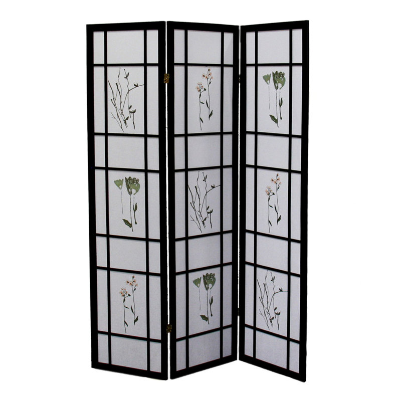70" Tall 3-Panel Screen / Room Divider "Shoji", Noir