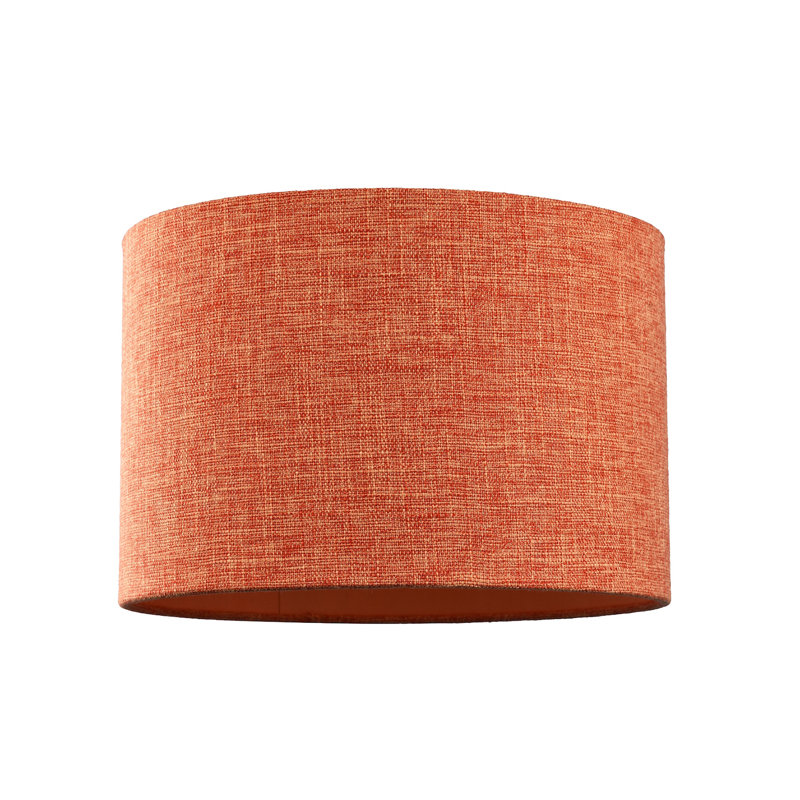 20cm H Linen Drum Lamp Shade ( Screw On ), Sleek Orange
