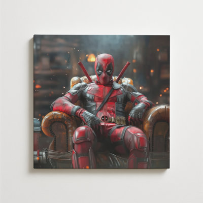 Deadd Poool Canvas Wall Art Decor by DC- Framed Wall Art Prints | Canvas Pictures for Living, Bedroom, Office- Marrvel Wall Canvas Aesthetic Home Decor Photo Poster- Made in USA | 24x24
