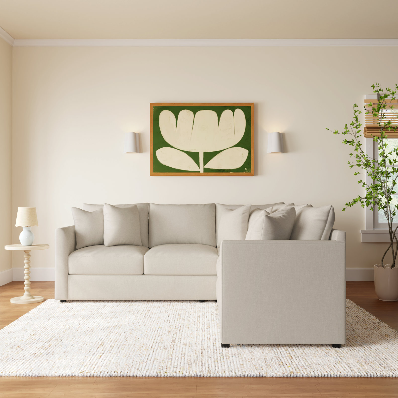 Cecelia Upholstered L-Sectional, Canvas Sunbrella® Canvas, Left Hand Facing
