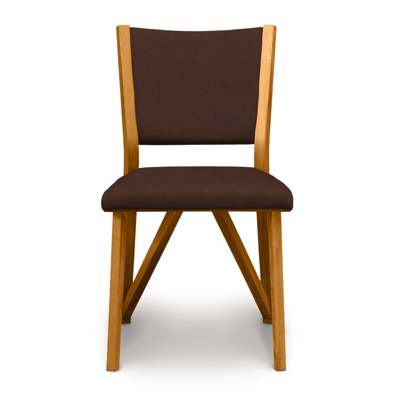 Exeter 19'' H Upholstered Side Chair, Coffee Leather, Natural Cherry