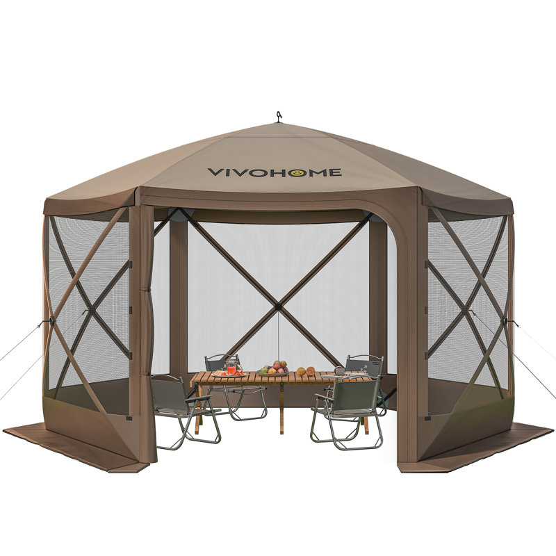 Pop-Up Metal Gazebo with Door, Wind Panels, and Screens, 12 (ft) x 10.3 (ft)