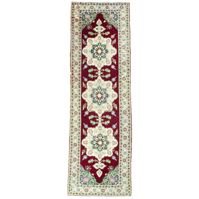 Chemin de table traditionnel turc rouge et ivoire 3 x 10