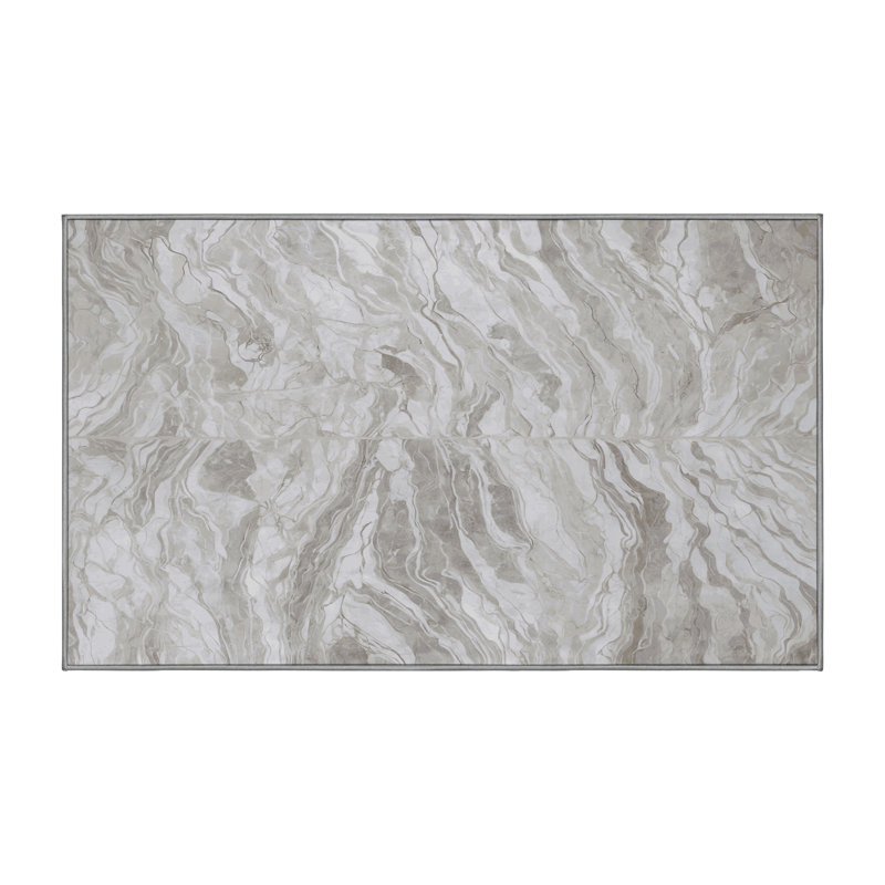 Machine Washable Gray Area Rug, Rectangle 3' x 5'