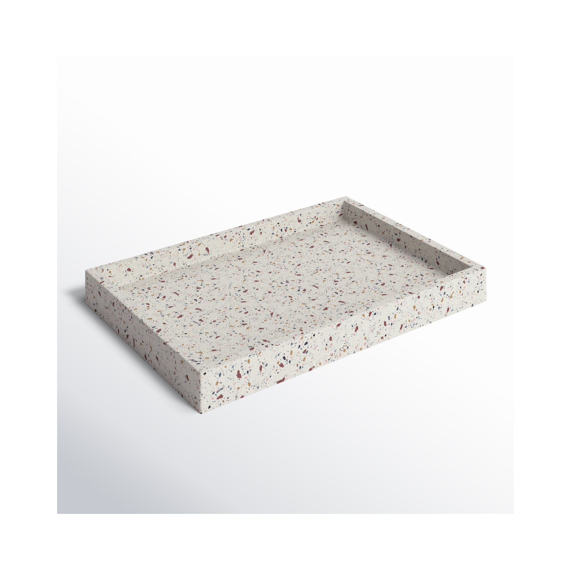 Balko Terrazzo Tray - Set of 1, 1.5" H x 10" W x 14" D