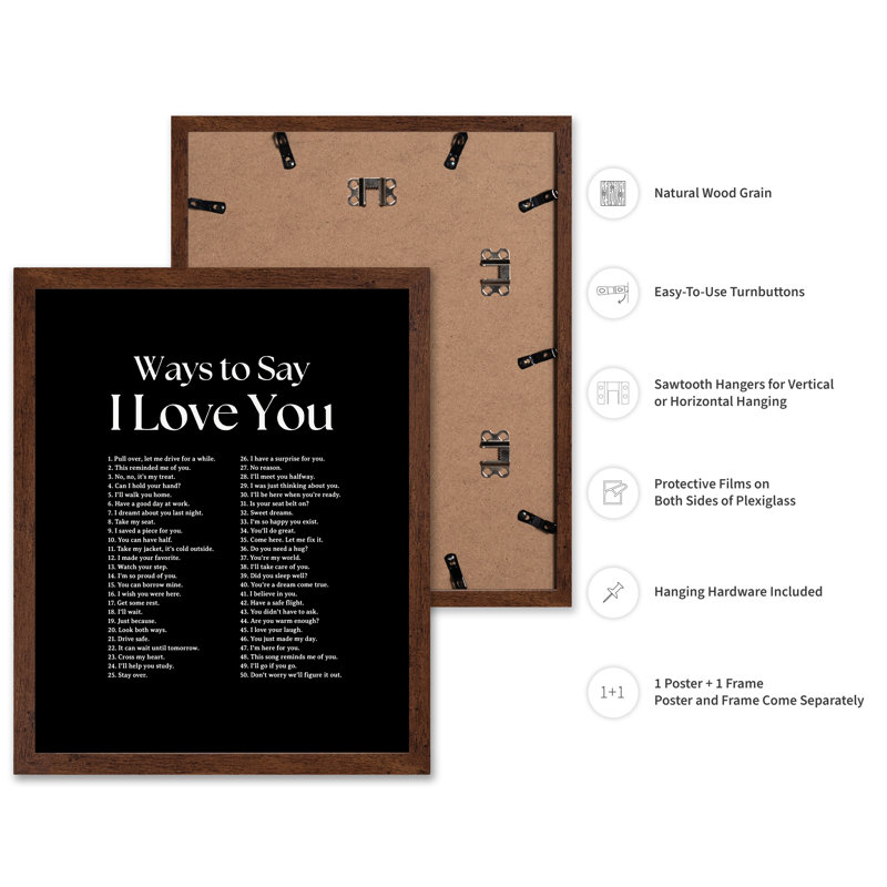 Ways To Say I Love You No6, 12"H x 16"W, Poster, Brown Framed