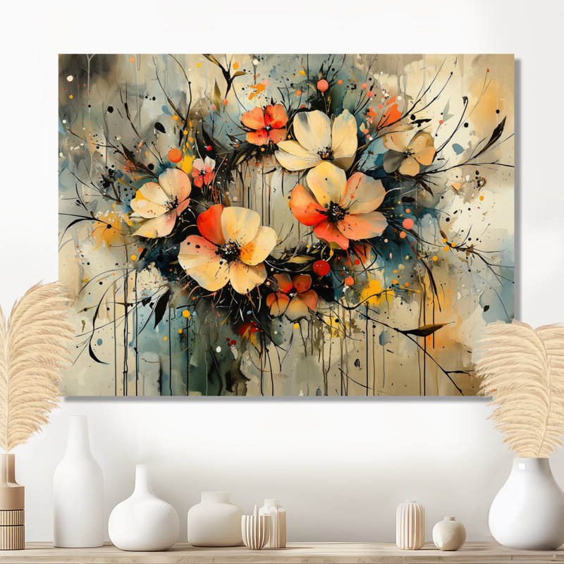 Ignacas, couronne de perles, symphonie I - art mural couronne, H 30 po x l 40 po, Toile tendue, Ne s’applique pas