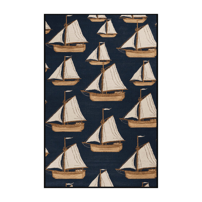 Washable Brigantines Nautical Area Rug, Rectangle 5' x 7'