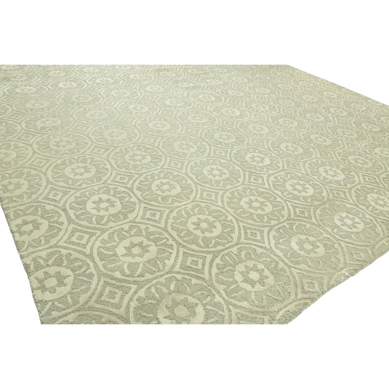 Wool Geometric Area Rug in Ivory, Rectangle 10' x 14'