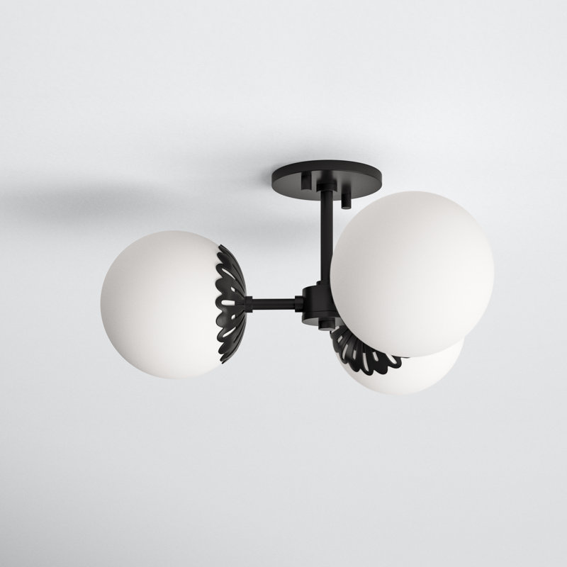 Deniaud Glass Semi Flush Mount, Old Bronze