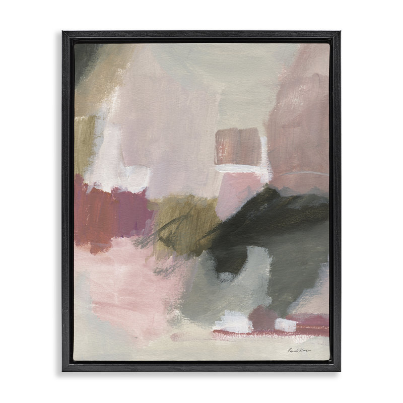 «Blush Tones Abstraction», art par Pamela Munger, H 21 po x l 17 po, Cadre flottant noir de jais