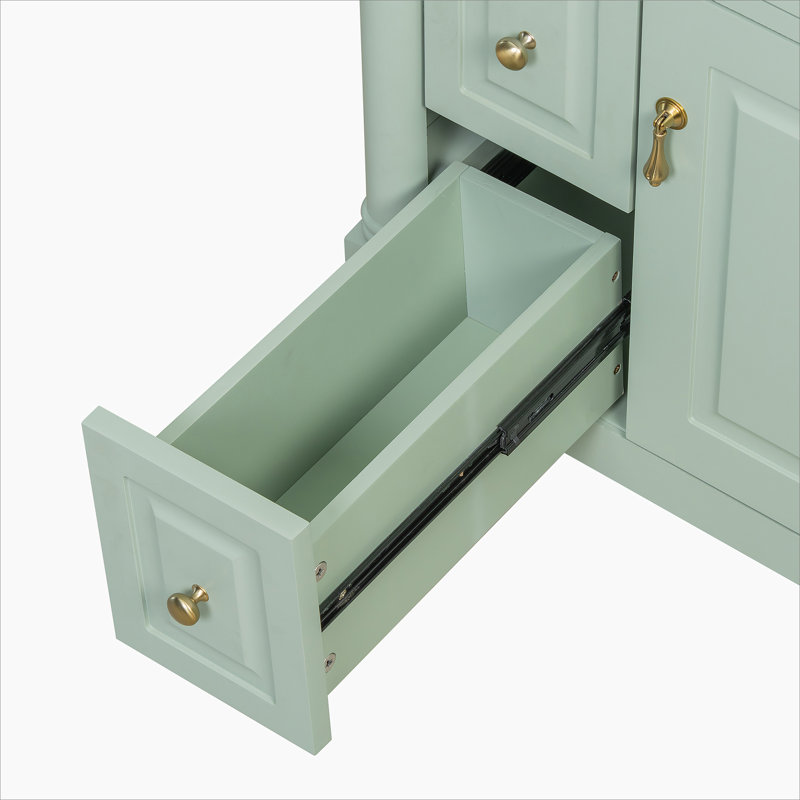 Meuble-lavabo de salle de bain avec lavabo, armoire de salle de bain autoportante avec tiroir rabattable, tablette réglable