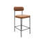 Chaise de bar Iffa, dossier ouvert, fer noir, cognac-102361200-102361195