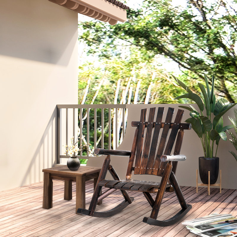 Rustic Brown Rocking Seat - For Patio, Garden, Porch High , , Waterproof Chair Patios Suitable Wooden Construction