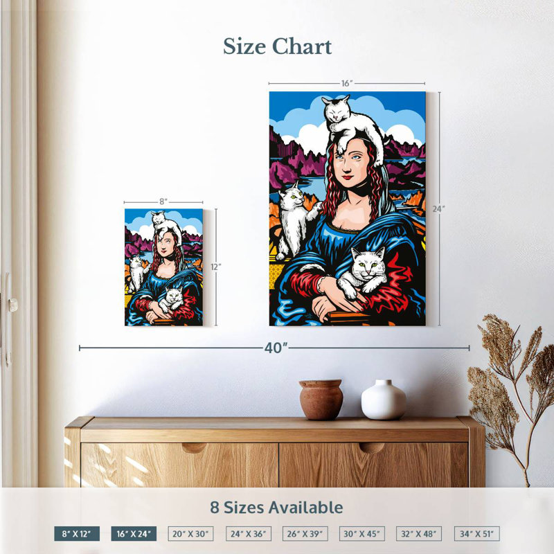Ketti Mona Lisa With Cats, 12" H x 8" W