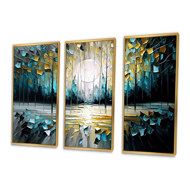 «Abstract Nature Trees», peinture II, reproduction sur toile, H 32 po x l 48 po, Cadre doré