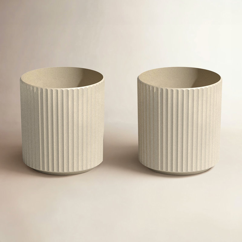 Pot à fleurs rond Veradek Demi Series, H 11,5 po x l 10,5 po x P 10,5 po, Sable, 2