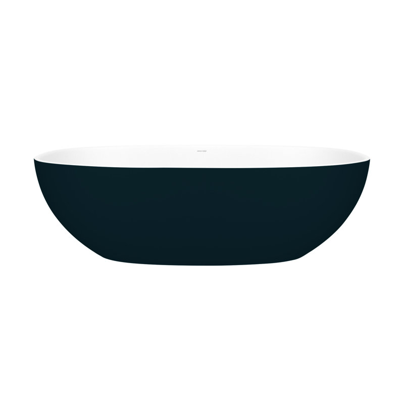Barcelona 70.875" x 34.125" Freestanding Soaking Bathtub, Matte White, Anthracite Gray - Matte