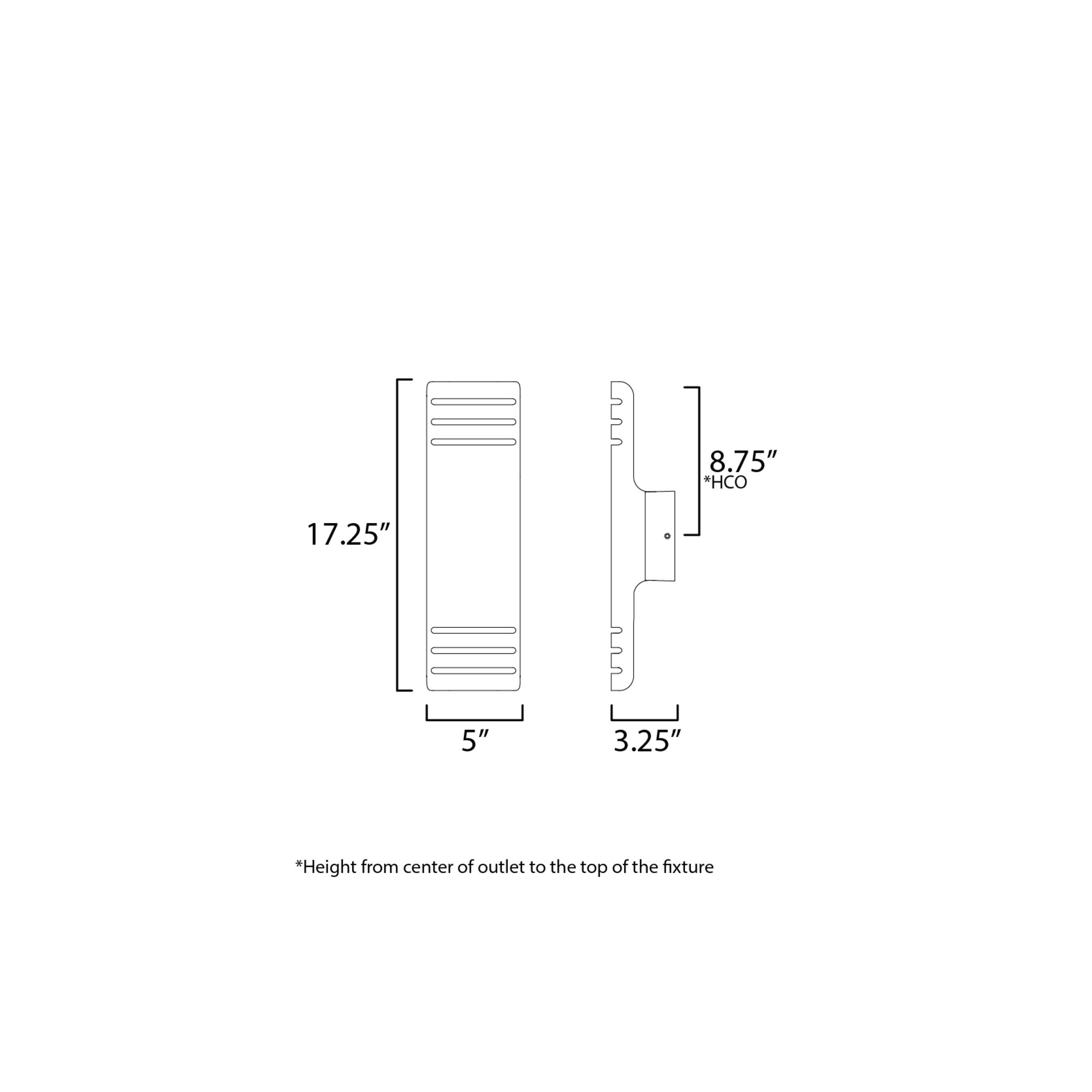 Mirha 2 Light Outdoor Aluminum LED Wall Light, Architectural Bronze, 8, 17.25" H x 5" W x 3.25" D