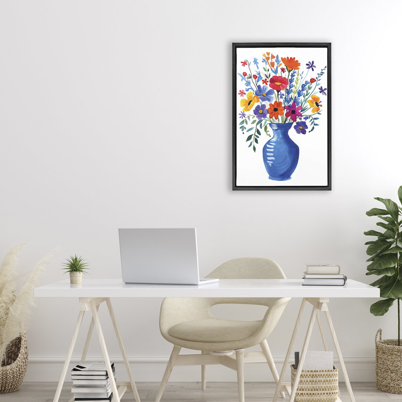 Cadre flottant coloré Bouquet coloré, Design par Lsr Design Studio, Cadre flottant noir de jais, H 25 po x l 17 po
