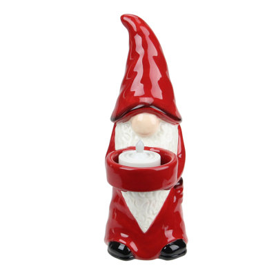 Porte-bougie 8,25 po en céramique rouge et blanche