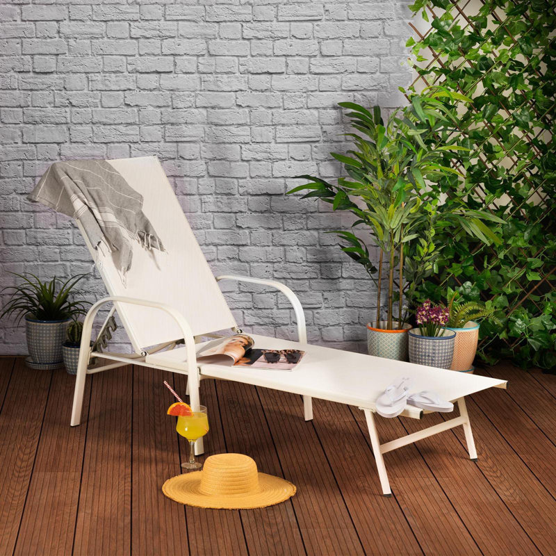 190cm Long Reclining Single Chaise, White