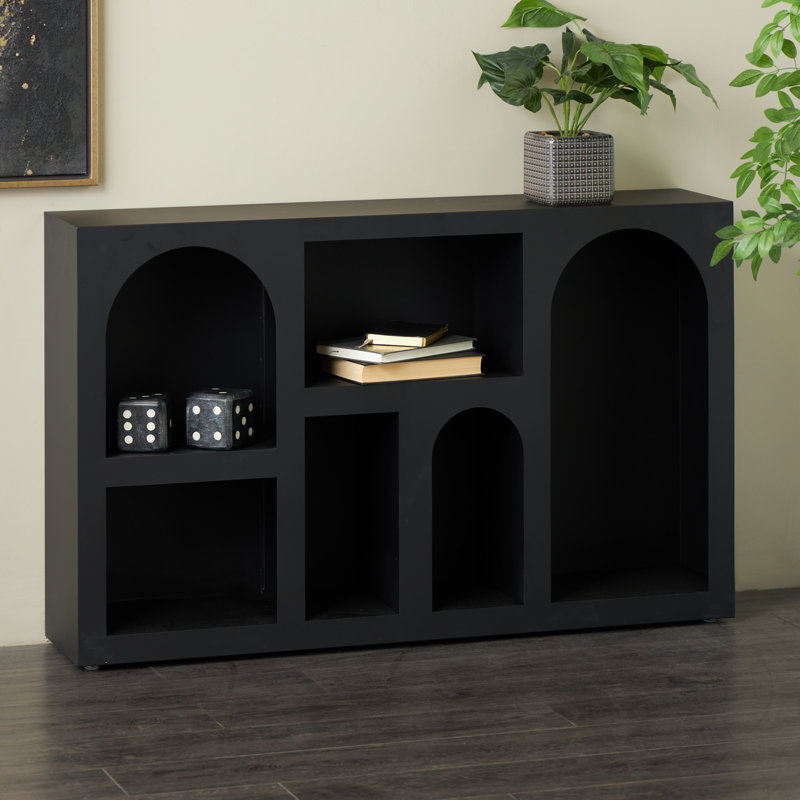 Cole And Grey Metal Geometric Shelving Unit, Matte Black