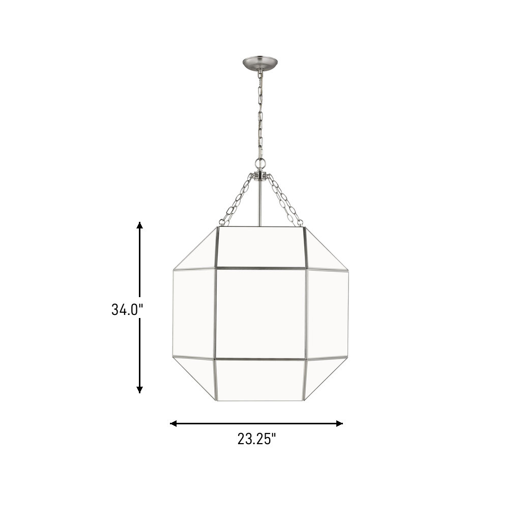Reid 4 Light Glass Dimmable Pendant, No, Brushed Nickel