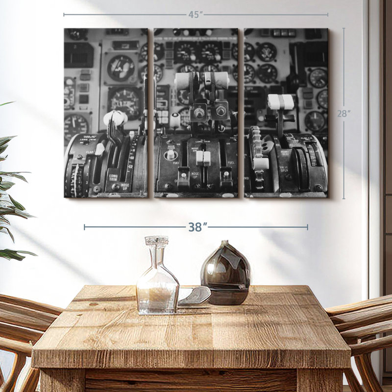 «Retro Cockpit Air plane» sur toile, H 45 po x l 28 po