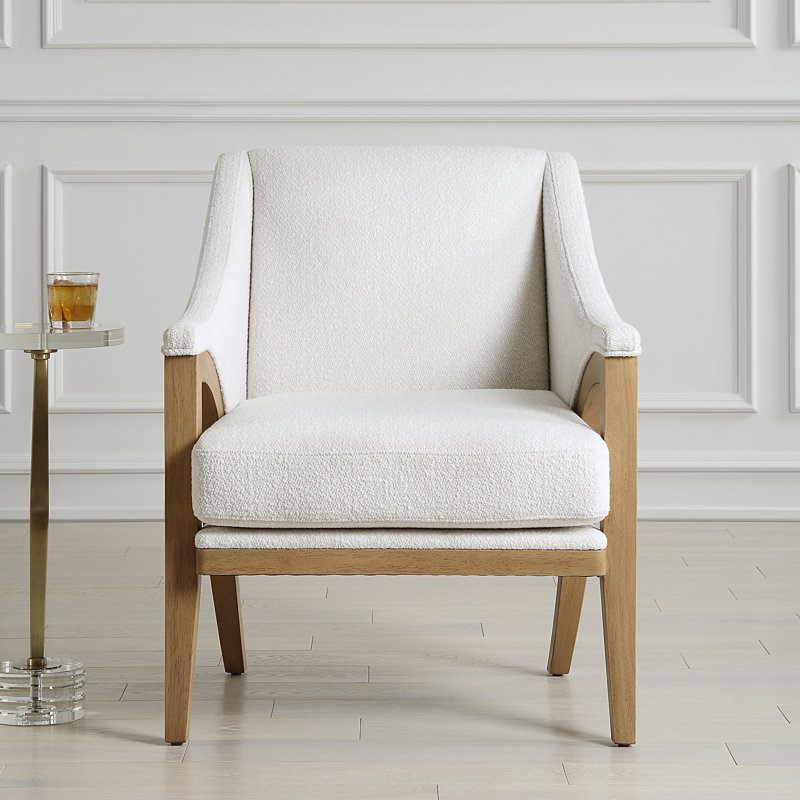 Eriks White Fabric Accent Chair