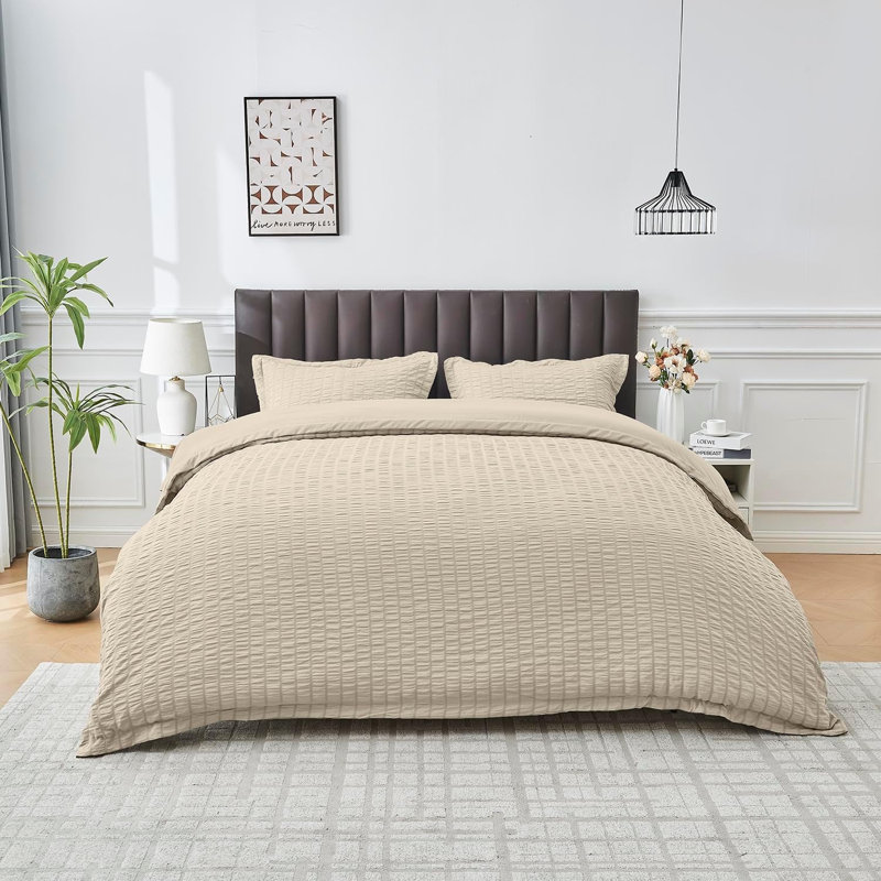 Polyester Duvet Cover Set, King Duvet Cover + 2 Standard Pillowcases, NATURAL