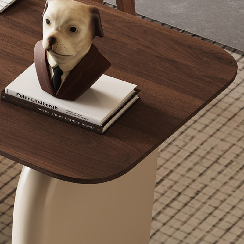 Bureau en bois manufacturé en L brun noisette + beige avec bureau à 3 tiroirs, Retour à droite