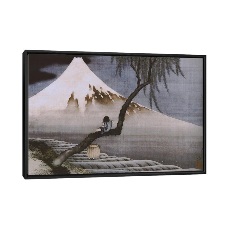 «Boy on Mt Fuji» par Katsushika Hokusai, reproduction sur toile, H 18 po x l 26 po x P 1,5 po, Toile avec cadre noir