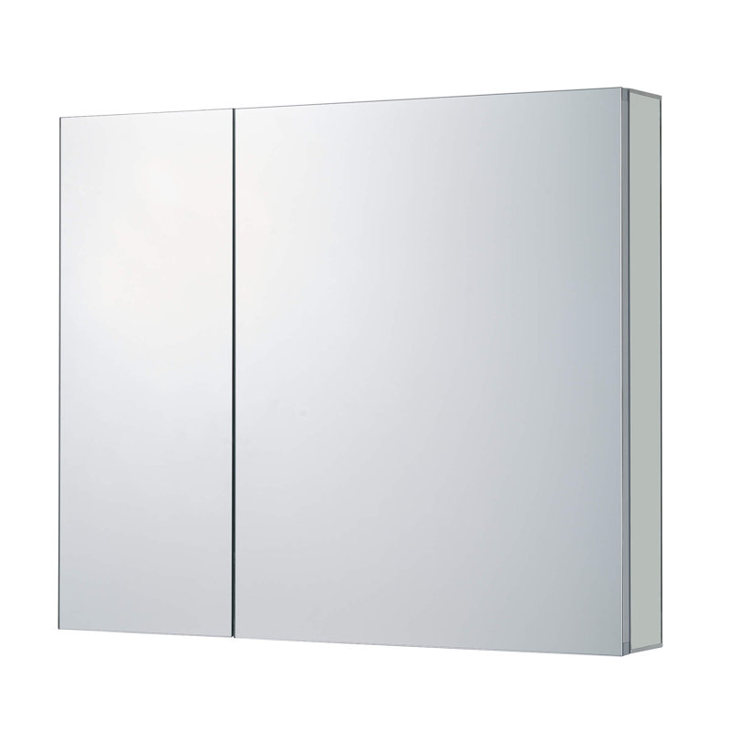 FINE FIXTURES Recessed or Surface-Mount Aluminum Medicine Cabinet with Dual-Sided Mirror and Easy-Grip Handle