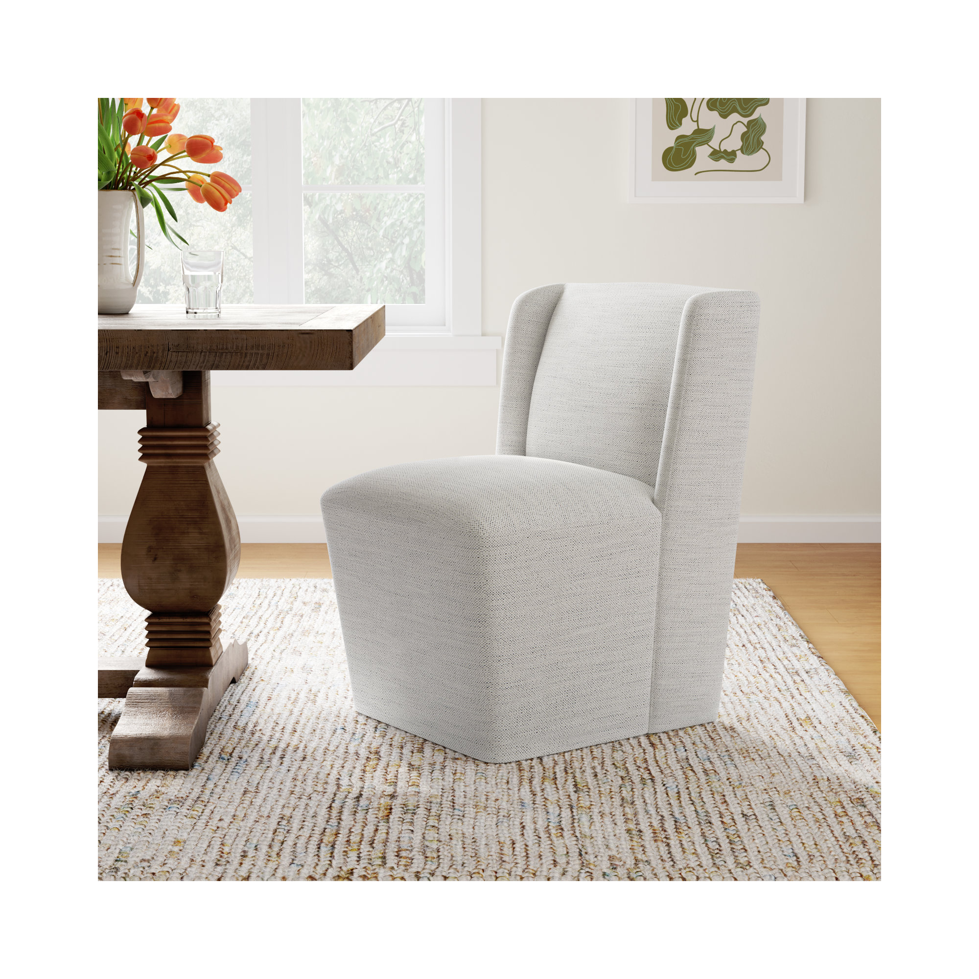 Ardeth Polyester Blend Side Chair With Caster