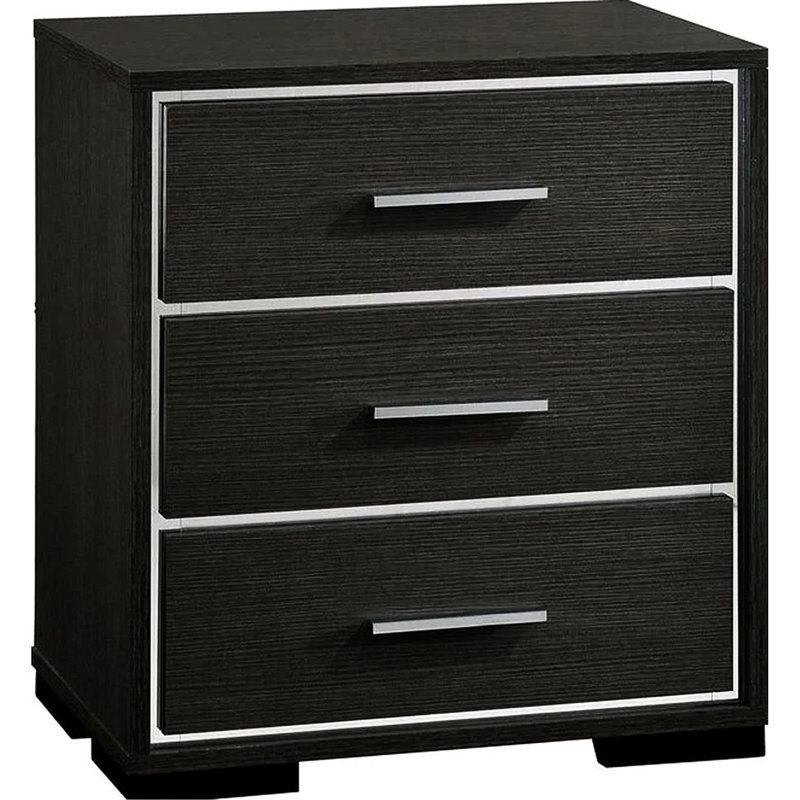 Table de chevet gris chaud pour chambre à coucher, bois massif, garniture, table de chevet avec 3 tiroirs, garniture, fonction