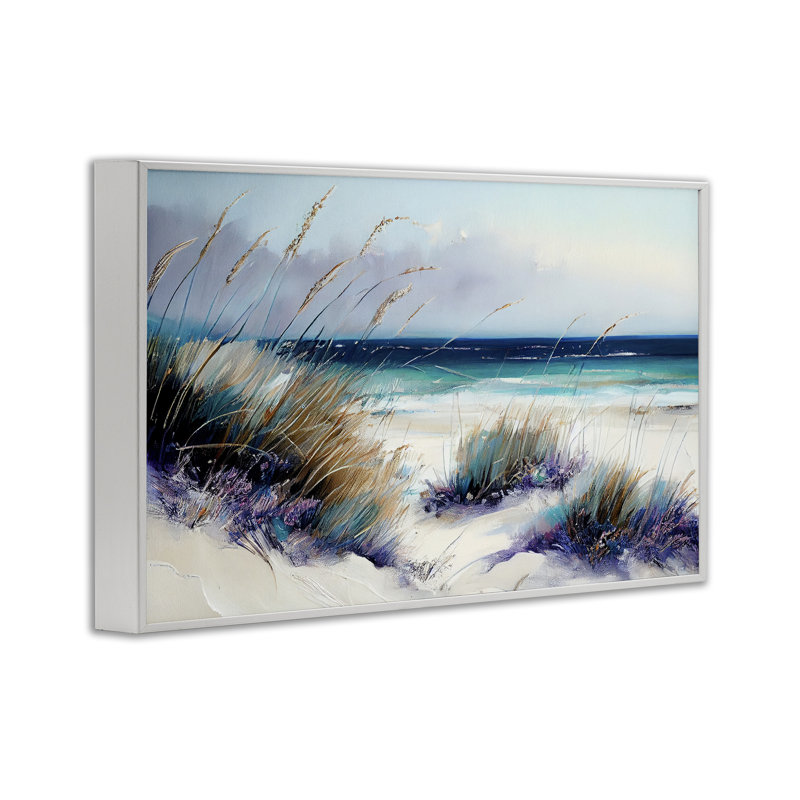 Giclée encadrée Euphoria Beach Dunes, design par Sasha, H 20 po x l 30 po, Estampe numérique encadrée blanc bord de mer