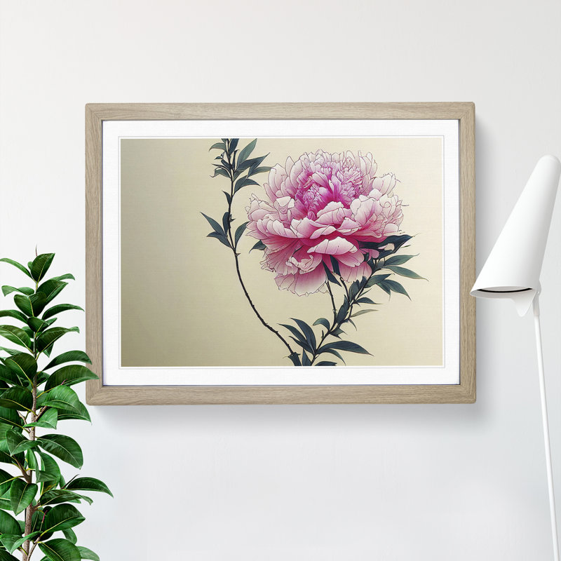 Intriguing Peony Flowers - Framed Print, 46cm H x 64cm W x 2cm D, Oak