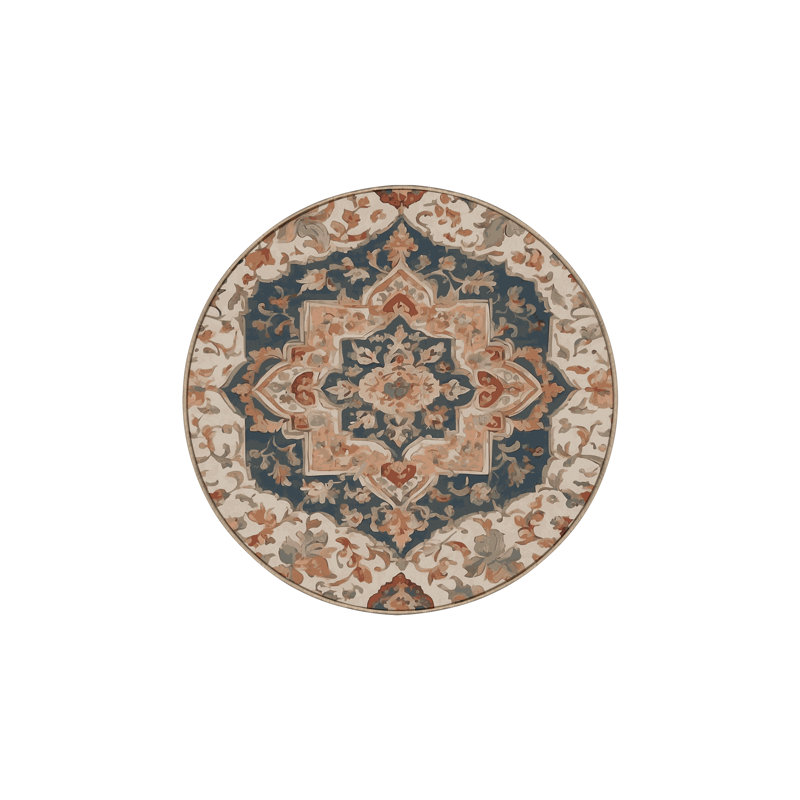 Machine Washable Brown Area Rug, Round 3'