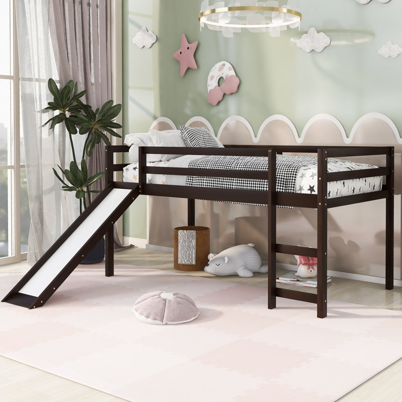 Loft Bed with Slide, Multifunctional Design, Twin