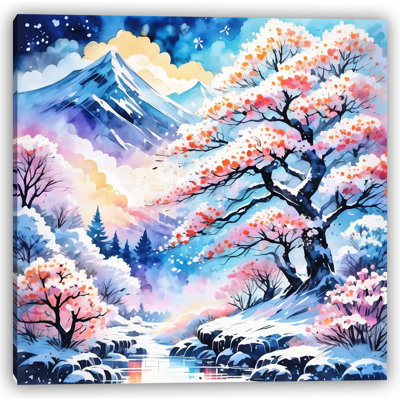 Winter Blossom Serenity - Wrapped Canvas Wall Art