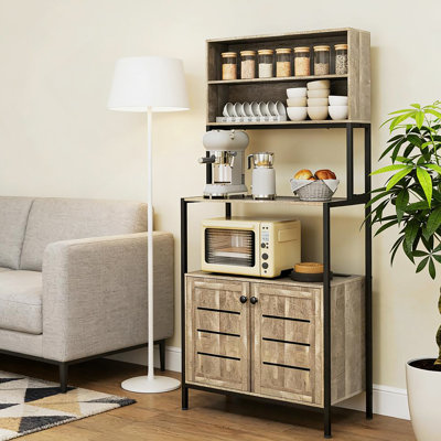 Convenient Coffee Station,Rack With Power Outlet And Storage Shelves