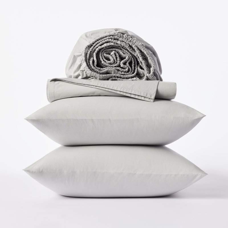 Refined Organic Percale Sheet Set, Full Sheet Set with 2 Pillowcases, Seal