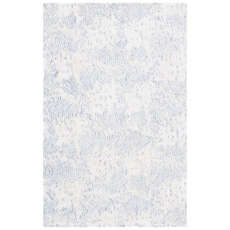 Glamour Hand Tufted Wool Viscose Cotton with Latex Abstract Rug in Beige, Rectangle 5' x 8'